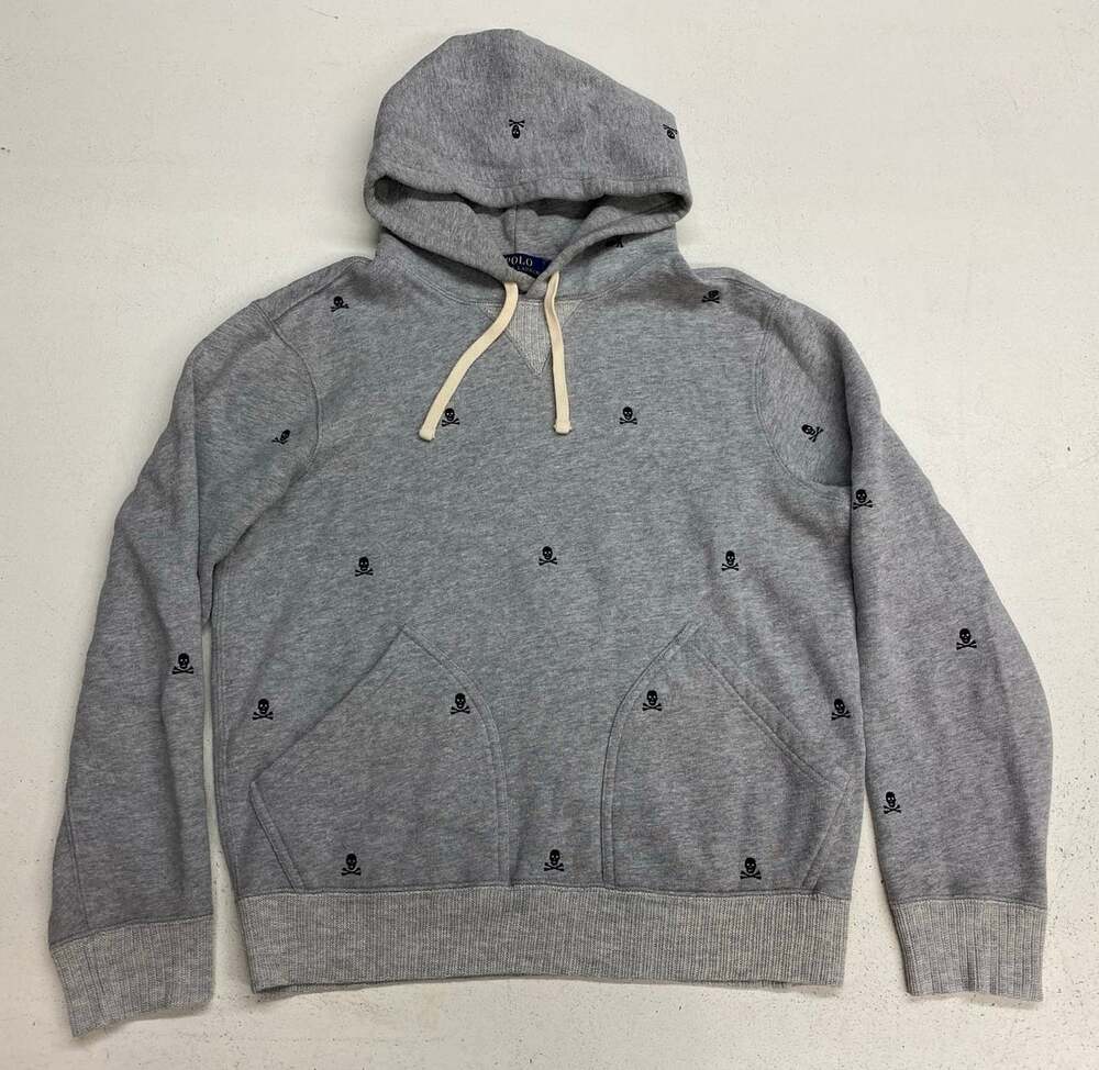 RARE Polo Ralph Lauren skull crossbones all-over graphic pullover hoodie S